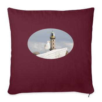 La mouette et le phare de Warnemünde - Housse de coussin décorative 45 x 45 cm - bordeaux - Devant