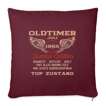 60ème Anniversaire Voiture Classique Juillet 1965 Millésime 1965 - Housse de coussin décorative 45 x 45 cm - bordeaux - Devant