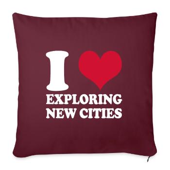 Visite guidée de la ville J’aime explorer de nouvelles - Housse de coussin décorative 45 x 45 cm - bordeaux - Devant