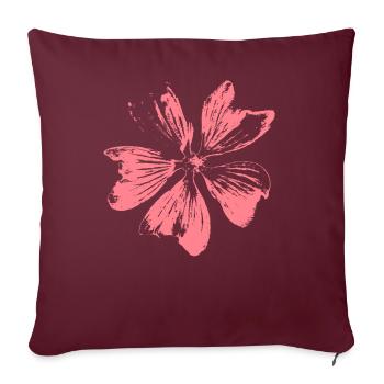 Fleur / Fleur de Mauve - ROSE - Vintage - Housse de coussin décorative 45 x 45 cm - bordeaux - Devant