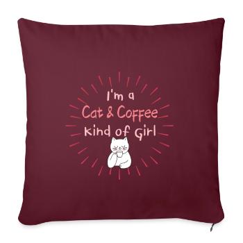 Je suis une fille du genre Chat et Café - Housse de coussin décorative 45 x 45 cm - bordeaux - Devant