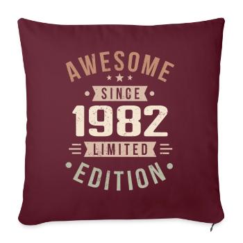 Original 1982 Vintage Vintage anniversaire 1982 - Housse de coussin décorative 45 x 45 cm - bordeaux - Devant