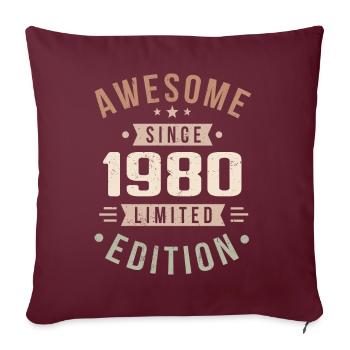 Original des années 1980 Vintage Vintage anniversaire des années 1980 - Housse de coussin décorative 45 x 45 cm - bordeaux - Devant
