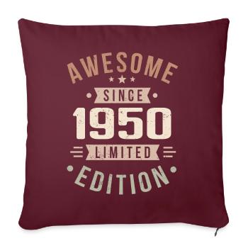 Original des années 1950 Vintage Vintage anniversaire des années 1950 - Housse de coussin décorative 45 x 45 cm - bordeaux - Devant