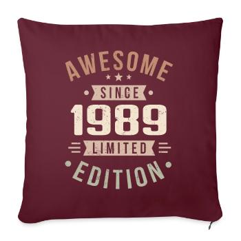 Original 1989 Vintage Vintage anniversaire 1989 - Housse de coussin décorative 45 x 45 cm - bordeaux - Devant