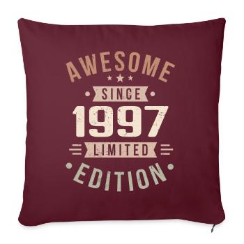 Original 1997 Vintage Vintage Anniversaire 1997 - Housse de coussin décorative 45 x 45 cm - bordeaux - Devant