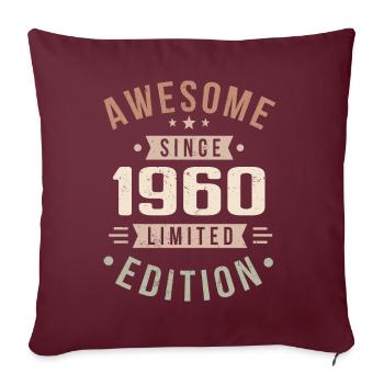 Original des années 1960 Vintage Vintage anniversaire des années 1960 - Housse de coussin décorative 45 x 45 cm - bordeaux - Devant