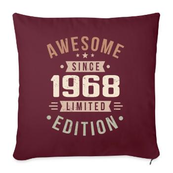 Original 1968 Vintage Vintage anniversaire 1968 - Housse de coussin décorative 45 x 45 cm - bordeaux - Devant