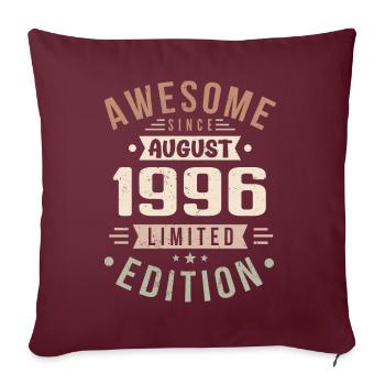 Août 1996 Anniversaire en Août 1996 Millésime 1996 - Housse de coussin décorative 45 x 45 cm - bordeaux - Devant
