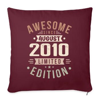 Août 2010 Anniversaire en août 2010 Millésime 2010 - Housse de coussin décorative 45 x 45 cm - bordeaux - Devant