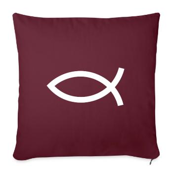 Jésus poisson blanc Ichthys poisson poisson poisson - Housse de coussin décorative 45 x 45 cm - bordeaux - Devant