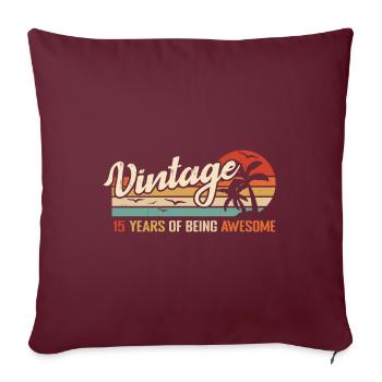15 Ans Rétro Cadeau D'anniversaire Vintage 15 ans - Housse de coussin décorative 45 x 45 cm - bordeaux - Devant