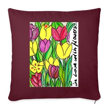 EG Blumen ITulpen IGarten I flowers I Geburtstag - Sofakissenbezug 45 x 45 cm - Burgunderrot - Vorne