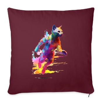 Chat de jogging - Housse de coussin décorative 45 x 45 cm - bordeaux - Devant