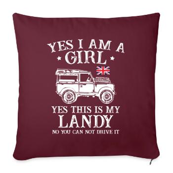 Oui je suis une fille Oui c’est mon Landy - Housse de coussin décorative 45 x 45 cm - bordeaux - Devant