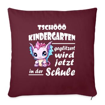 Einschulung Schulkind Drache - Sofakissenbezug 45 x 45 cm - Burgunderrot - Vorne