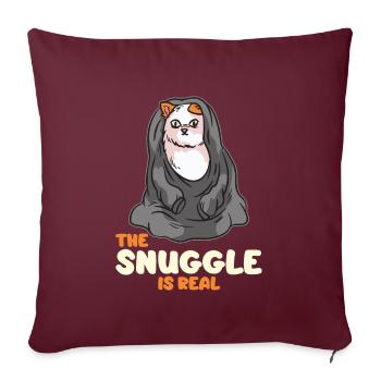 Le Snuggle est un vrai chat dans une couverture - Housse de coussin décorative 45 x 45 cm - bordeaux - Devant