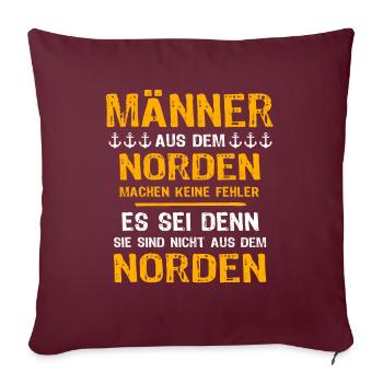 Norden Mann Nordener Männer - Sofakissenbezug 45 x 45 cm - Burgunderrot - Vorne