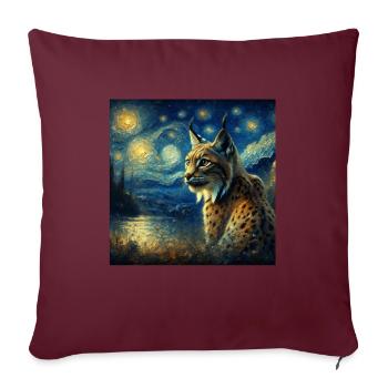 Lynx ibérique Nuit étoilée - Housse de coussin décorative 45 x 45 cm - bordeaux - Devant