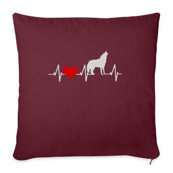 Un cœur pour Le Loup - Housse de coussin décorative 45 x 45 cm - bordeaux - Devant