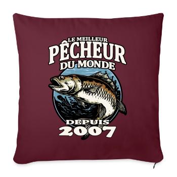 Le meilleur pêcheur depuis 2007 - Housse de coussin décorative 45 x 45 cm - bordeaux - Devant