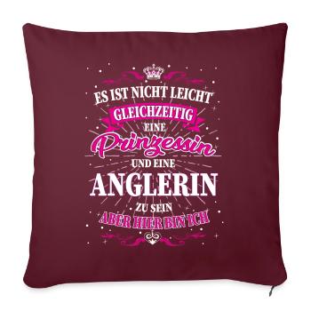 Anglerin und Prinzessin T-Shirt - Sofakissenbezug 45 x 45 cm - Burgunderrot - Vorne