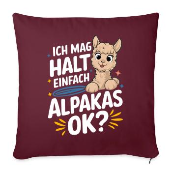 Alpaga lama alpaga animal - Housse de coussin décorative 45 x 45 cm - bordeaux - Devant
