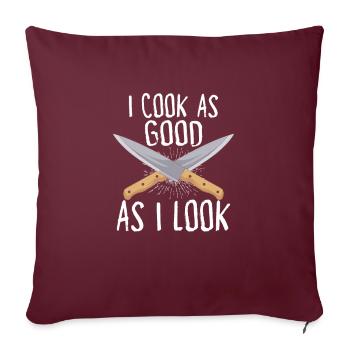 Chef Cook Kitchen Restaurant Knives Cookout - Sofakissenbezug 45 x 45 cm - Burgunderrot - Vorne