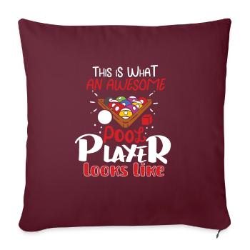 Billard Billards Cue Sports Joueur de billard professionnel - Housse de coussin décorative 45 x 45 cm - bordeaux - Devant