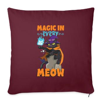 Chat Sorcière Occulte Gothique Noir Satanique - Housse de coussin décorative 45 x 45 cm - bordeaux - Devant
