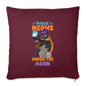 Chat Sorcière Occulte Gothique Noir Satanique - Housse de coussin décorative 45 x 45 cm - bordeaux - Devant
