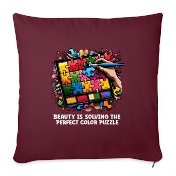 Puzzle Lover Jigzaw Puzzle Jeu de société Puzzler - Housse de coussin décorative 45 x 45 cm - bordeaux - Devant