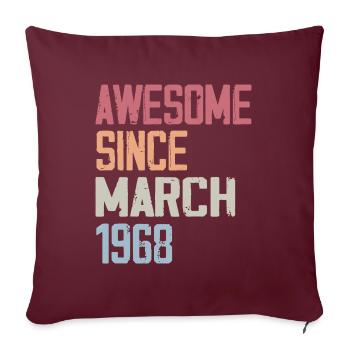 1968 Mars Naissance Anniversaire Mars 1968 Cadeau - Housse de coussin décorative 45 x 45 cm - bordeaux - Devant