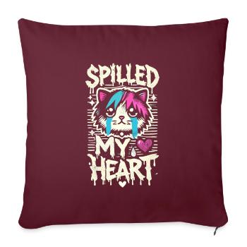 Design de chat Emo pour les amoureux des chats gothiques et - Housse de coussin décorative 45 x 45 cm - bordeaux - Devant