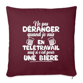 Ne pas déranger quand je suis en télétravail - Housse de coussin décorative 45 x 45 cm - bordeaux - Devant