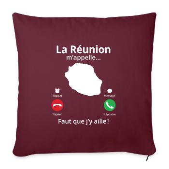 La Réunion m'appelle faut que j'y aille - Housse de coussin décorative 45 x 45 cm - bordeaux - Devant