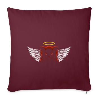 Ange et diable chat - Housse de coussin décorative 45 x 45 cm - bordeaux - Devant