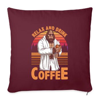 Détendez-vous et sirotez un café - Housse de coussin décorative 45 x 45 cm - bordeaux - Devant