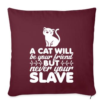 Un chat sera votre ami - Housse de coussin décorative 45 x 45 cm - bordeaux - Devant