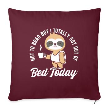 Ne pas se vanter, T-shirt paresseux mignon - Housse de coussin décorative 45 x 45 cm - bordeaux - Devant