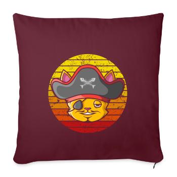 Chat pirate rétro - Housse de coussin décorative 45 x 45 cm - bordeaux - Devant