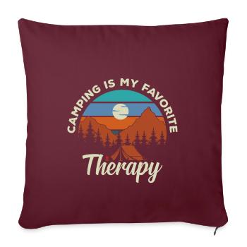Le camping est ma thérapie préférée - Housse de coussin décorative 45 x 45 cm - bordeaux - Devant
