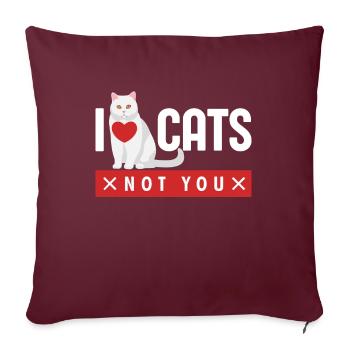 J’aime les chats, pas toi - Housse de coussin décorative 45 x 45 cm - bordeaux - Devant