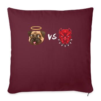 Angel Carlin Dog Vs Devil Pitbull Dog T-shirt - Housse de coussin décorative 45 x 45 cm - bordeaux - Devant