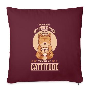 Embrasser le yogi qui sommeille en moi avec une touche de cattitude - Housse de coussin décorative 45 x 45 cm - bordeaux - Devant