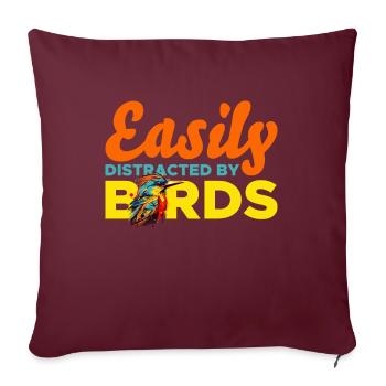 Facilement distrait par les oiseaux - Housse de coussin décorative 45 x 45 cm - bordeaux - Devant