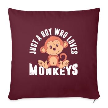 Juste un garçon qui aime les singes - Housse de coussin décorative 45 x 45 cm - bordeaux - Devant