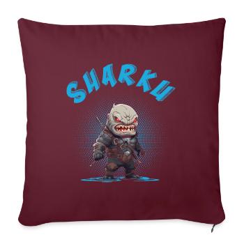 Chibi Sharku Guerrier - Housse de coussin décorative 45 x 45 cm - bordeaux - Devant