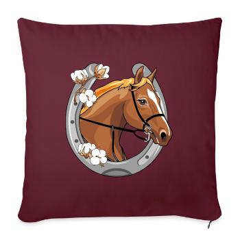 Tête de cheval avec une crinière rouge dans un cadre - Housse de coussin décorative 45 x 45 cm - bordeaux - Devant