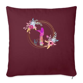 Flûte orchestre musique classique choeur flûte fleur - Housse de coussin décorative 45 x 45 cm - bordeaux - Devant